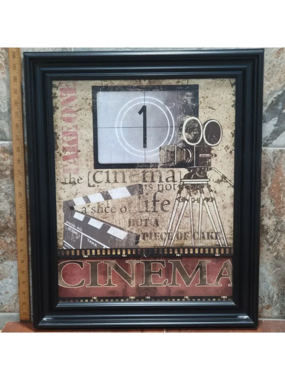 Framed Cinema Wall Art Movie Theater Quote Sign Art Slice of Life Piece of Cake